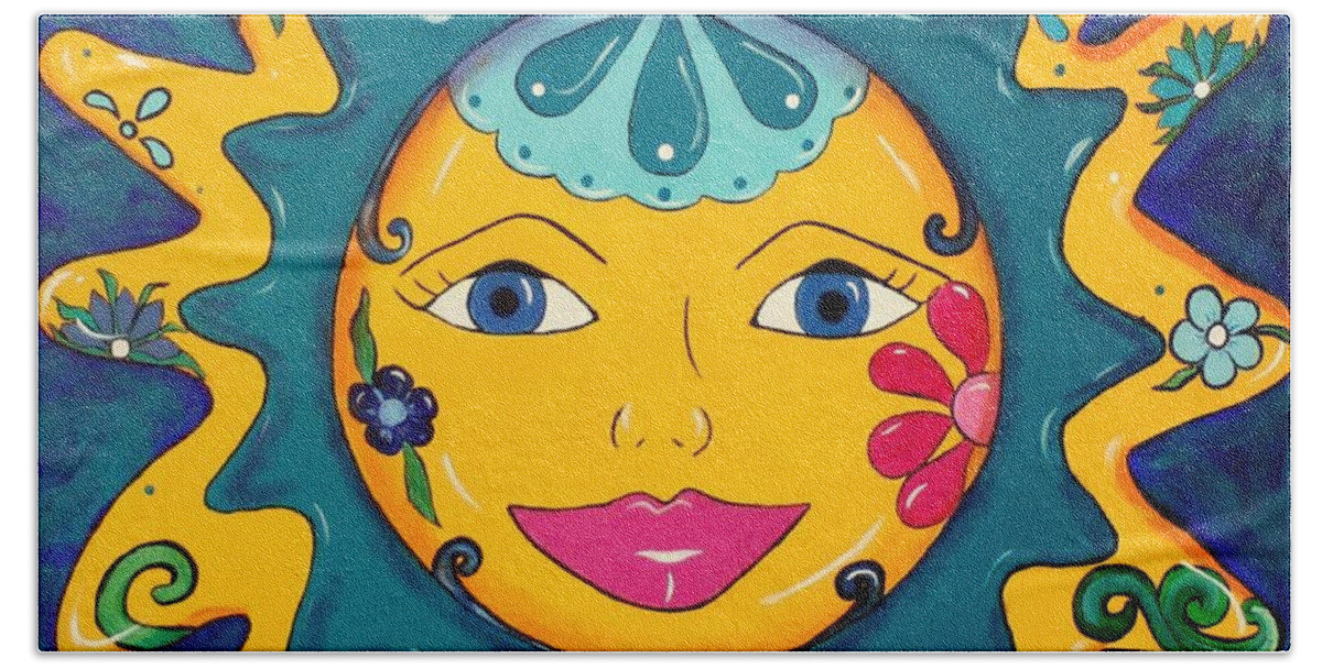 Sun Beach Towel featuring the painting Sun by Melinda Etzold