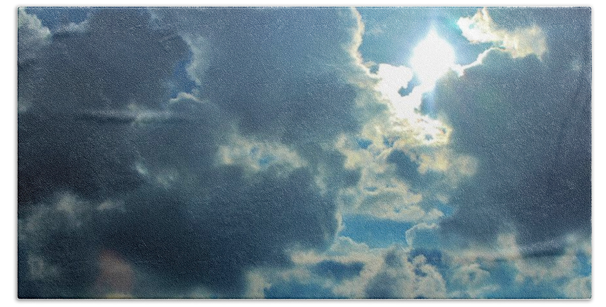 Cloud Beach Towel featuring the photograph Sun Peeping Out by Cynthia Guinn