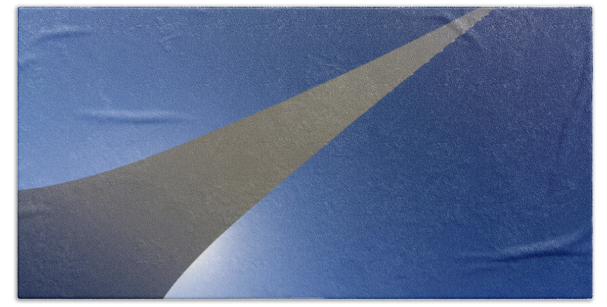Sundial Beach Towel featuring the photograph Sundial Bridge And Contrail by Robert Woodward