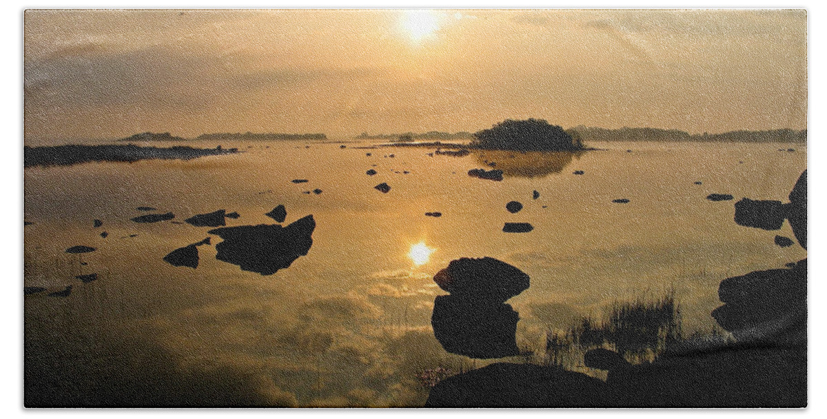 Calm Beach Towel featuring the photograph Sunrise At Lough Corrib by Brothers Beerens