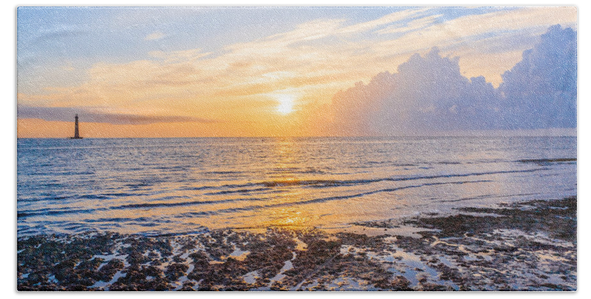 Folly Beach Beach Towel featuring the photograph Sunrise in the Atlantic by Keith Allen