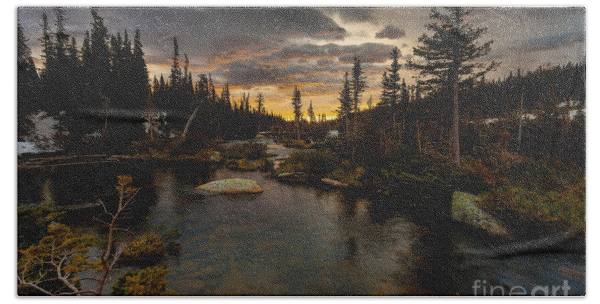 Landscape Beach Towel featuring the photograph Sunrise in the Indian Peaks by Steven Reed