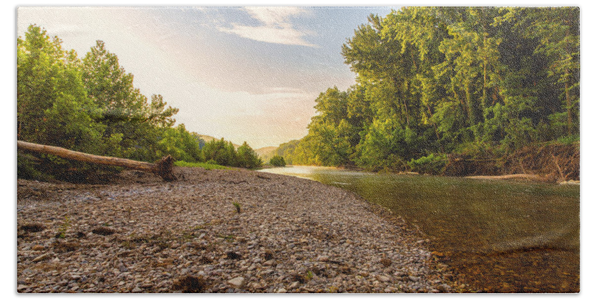 Sunset Beach Towel featuring the photograph Sunrise Light On Buffalo RIver by Bill and Linda Tiepelman