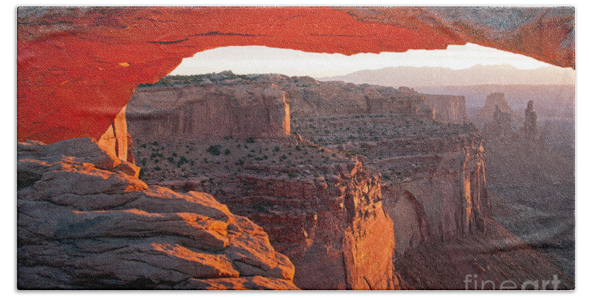 Canyonlands Np Beach Towel featuring the photograph Sunrise Mesa Arch Canyonlands National Park by Fred Stearns