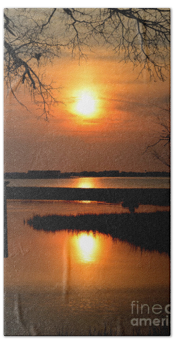 Sunrise Beach Towel featuring the photograph Sunrise Silhouette by Kathy Baccari