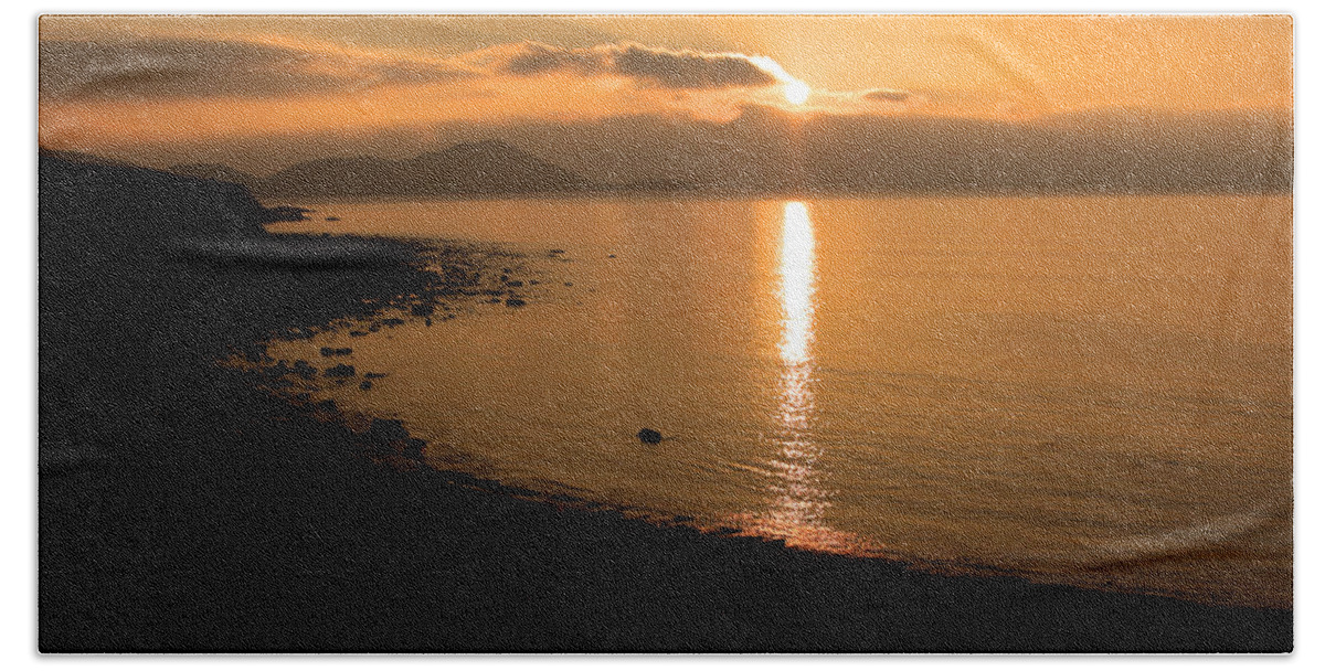 Ireland Beach Towel featuring the photograph Sunset On A Western Shore by Aidan Moran