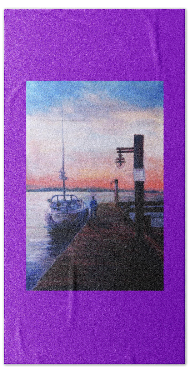 Watercolor Beach Towel featuring the painting Sunset at Rocky Point by Sher Nasser