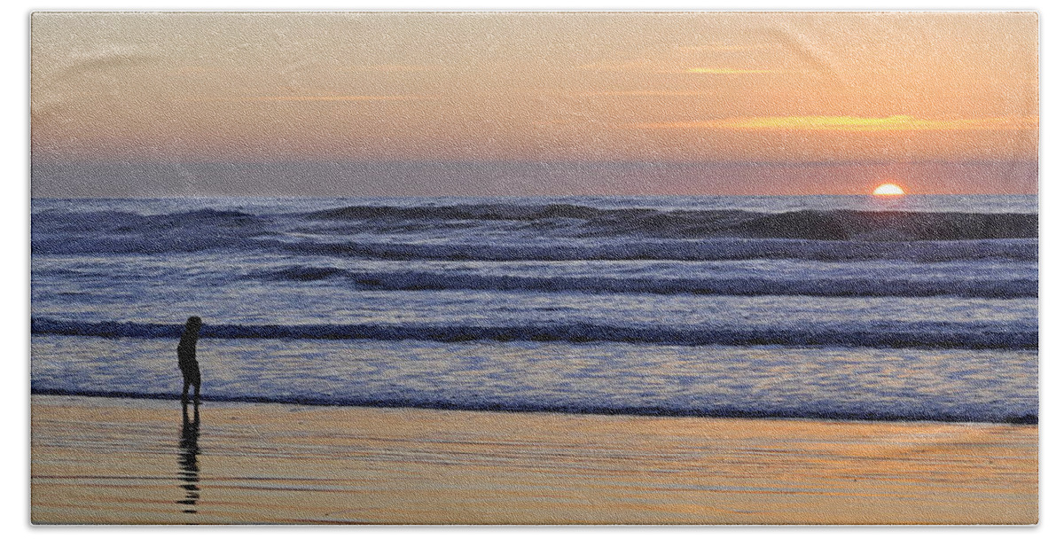 Scenic Beach Towel featuring the photograph Sunset Beach Stroll by AJ Schibig