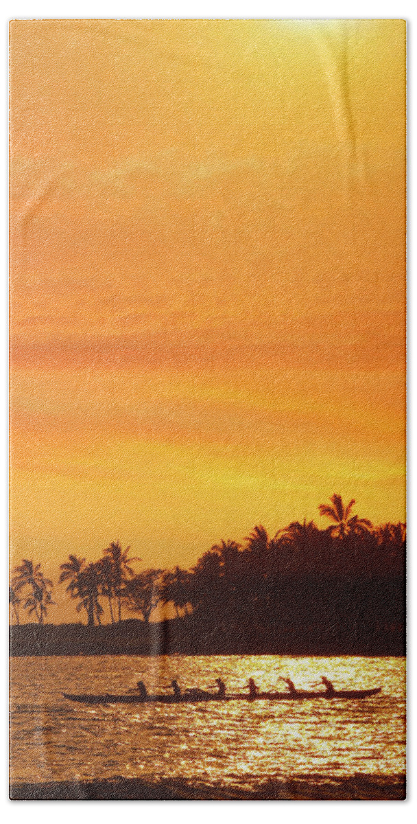 Hawaii Beach Sheet featuring the photograph Sunset Canoe by Athala Bruckner