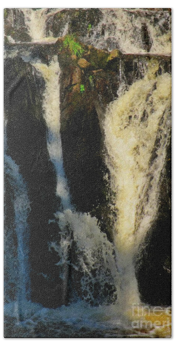 Waterfall Prints Beach Towel featuring the photograph Sunset on a Waterfall by John Malone