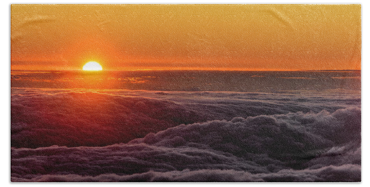 Big Island Beach Sheet featuring the photograph Sunset on Cloud City 1 by Jason Chu