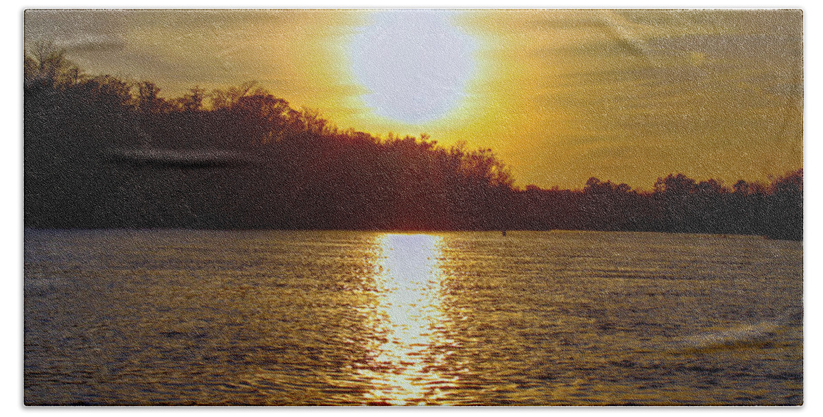 Apalachicola Beach Towel featuring the photograph Sunset on the Apalachicola River by Debra Forand