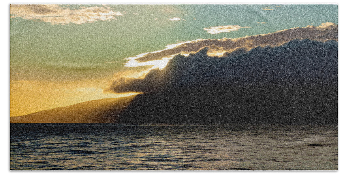 Hawaii Beach Sheet featuring the photograph Sunset Over Lanai  by Lars Lentz