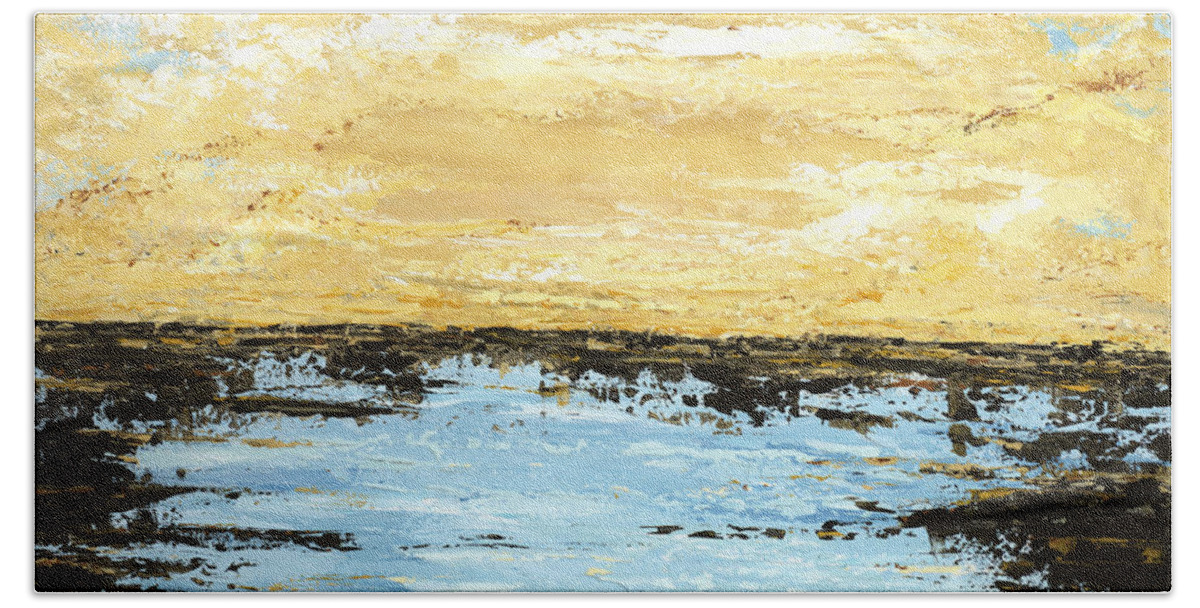 Ocean Beach Towel featuring the painting Sunset Plunge by Tamara Nelson