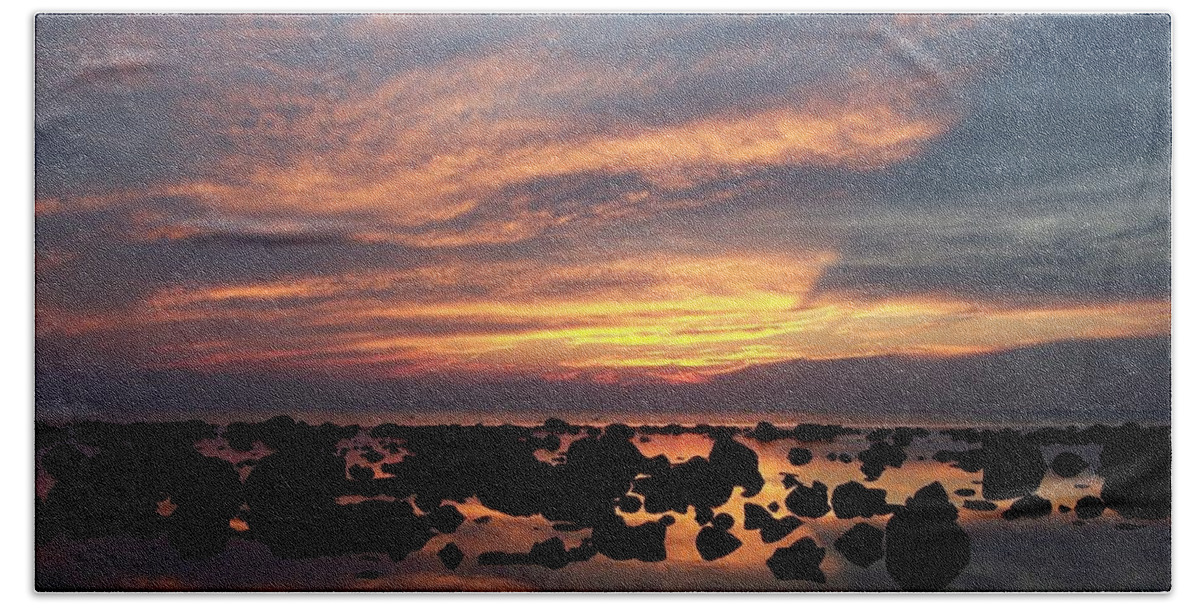 Sunset Beach Sheet featuring the photograph Sunset Reflections by Michelle Miron-Rebbe