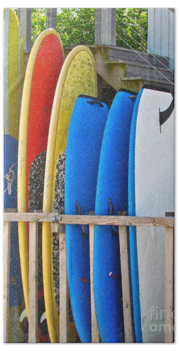 Surfboards Beach Sheet featuring the photograph Surfer dudes II by Beth Saffer