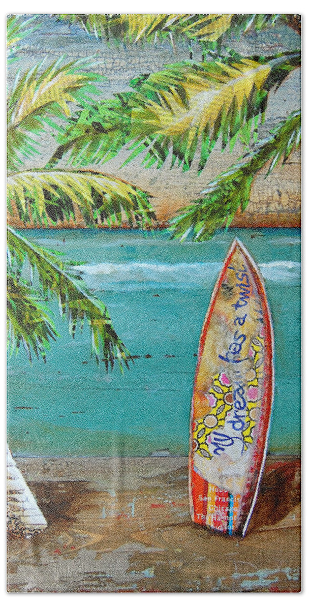 Surf Beach Towel featuring the mixed media Surf's Up by Danny Phillips