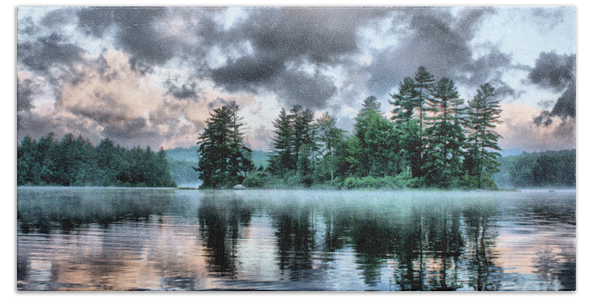 Surreal Beach Towel featuring the photograph Surreal Adirondack Lake by Stan Reckard
