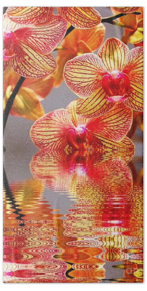 Orchid Beach Towel featuring the photograph Sweet Orchid Reflection by Judy Palkimas