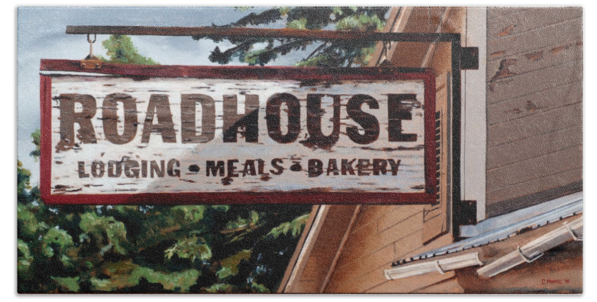 Landscape Beach Towel featuring the painting Talkeetna Roadhouse by Craig Morris