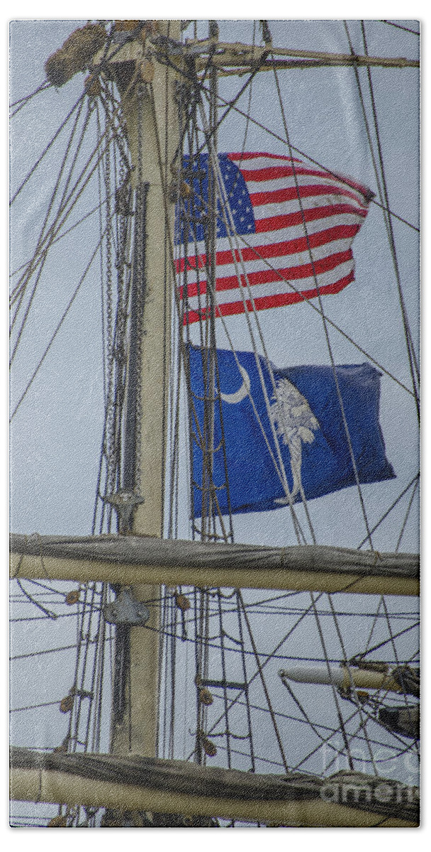 Tall Ships Beach Sheet featuring the photograph Tall Ships Flags by Dale Powell