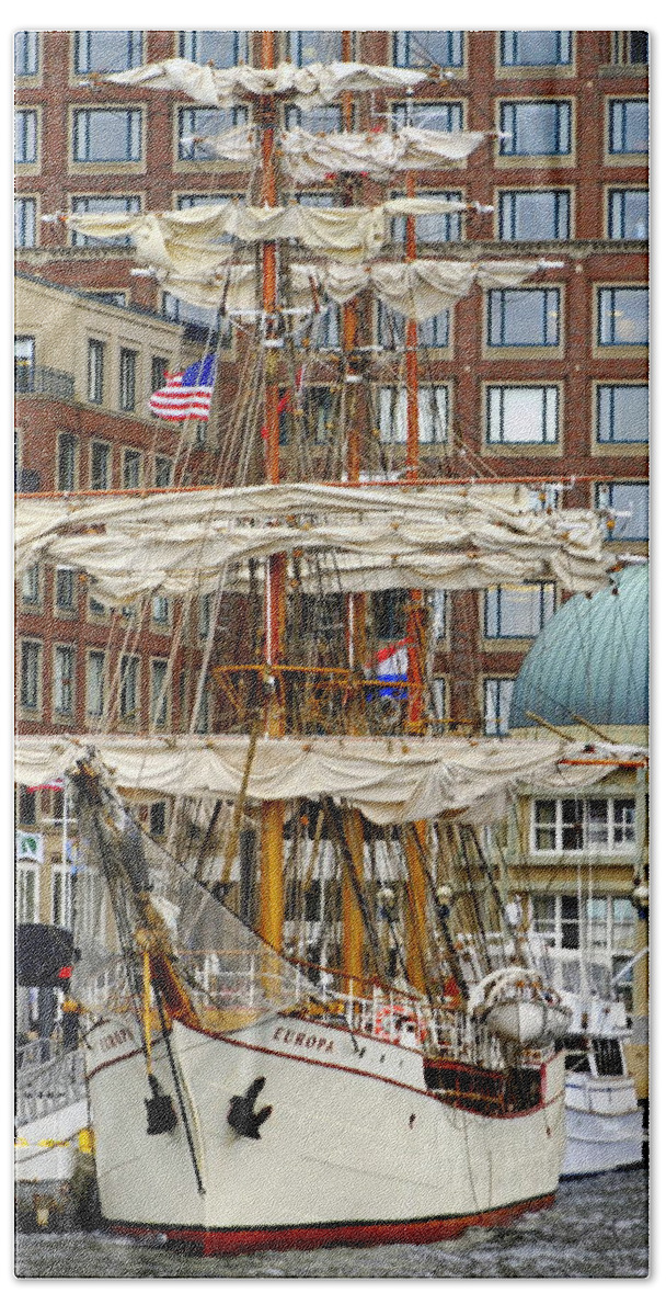 Boston Beach Towel featuring the photograph Tall Ships in Boston by Caroline Stella
