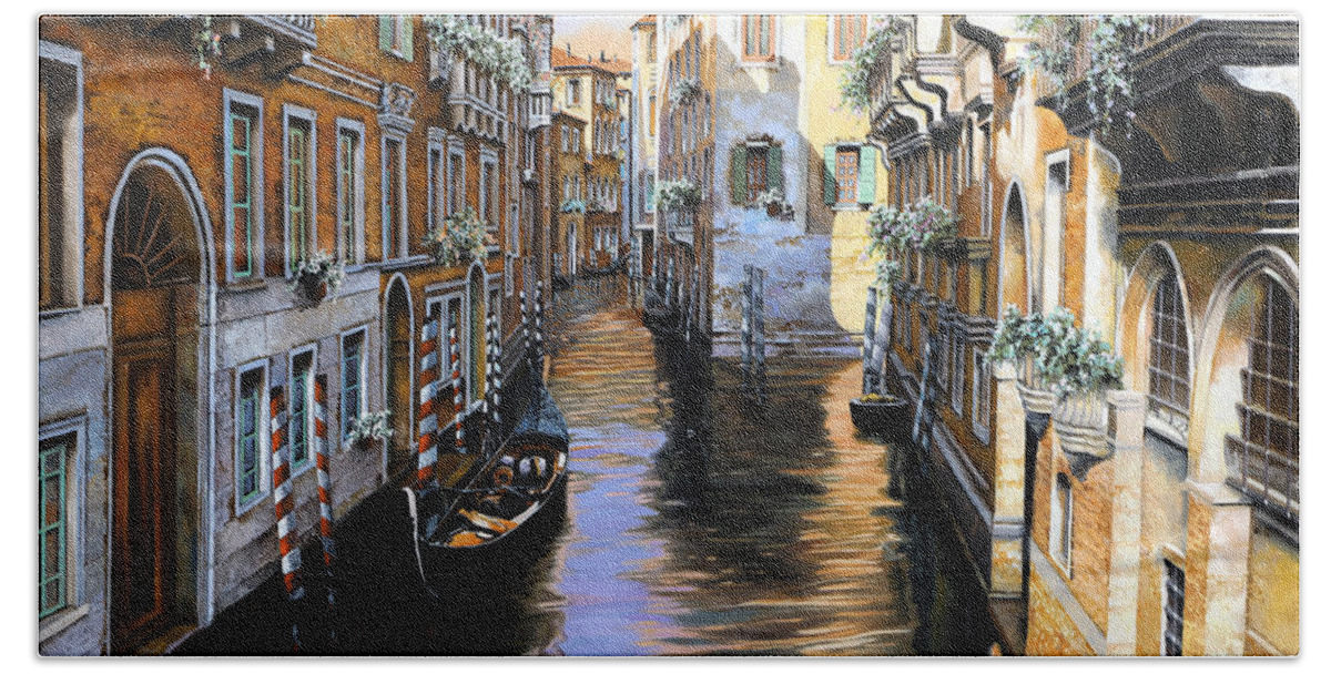 Venezia Beach Towel featuring the painting Tanta Luce A Venezia by Guido Borelli