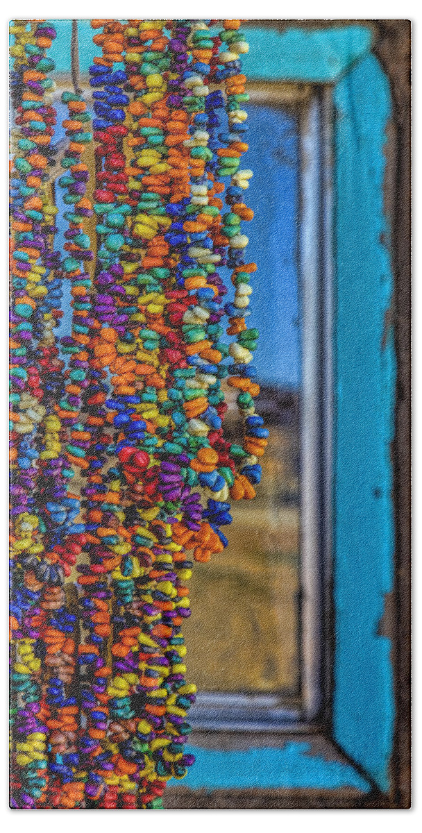 Turquoise Beach Sheet featuring the photograph Taos Beads by Diana Powell