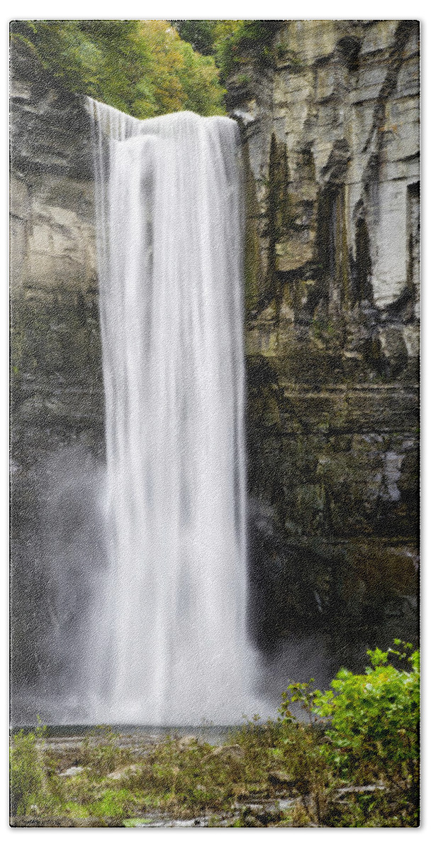 Waterfall Beach Towel featuring the photograph Taughannock Falls View From The Bottom by Christina Rollo