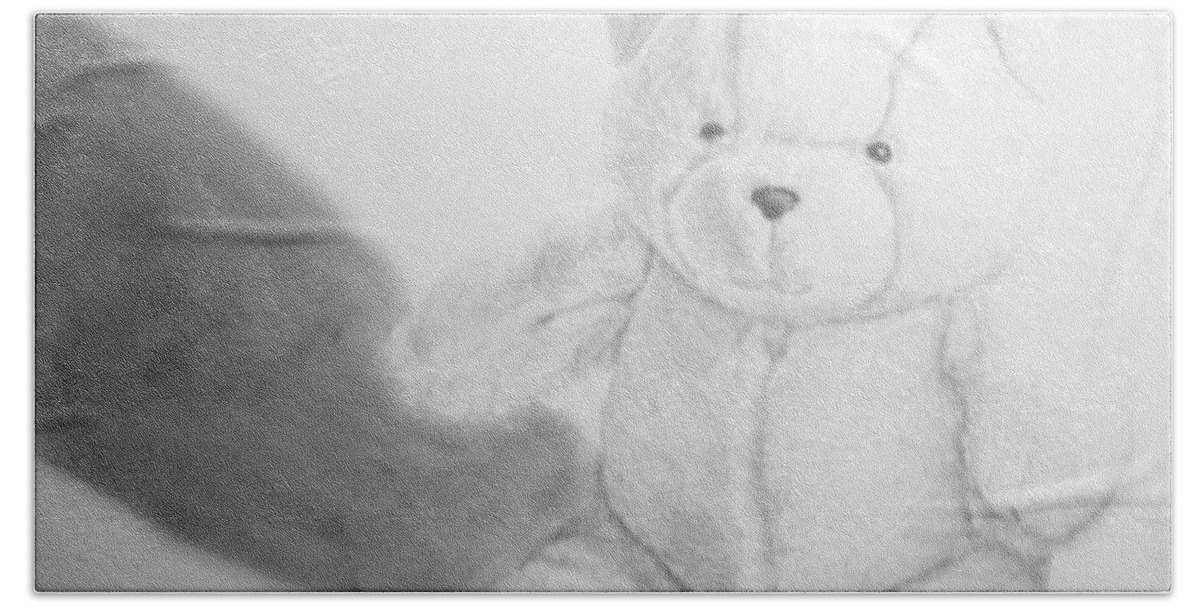 Teddy Beach Towel featuring the drawing Teddy by Tamir Barkan