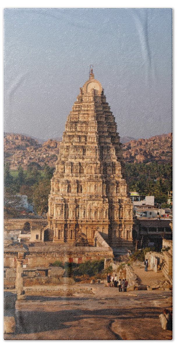 Ancient Buildings Beach Sheet featuring the digital art Temple at Hampi by Carol Ailles