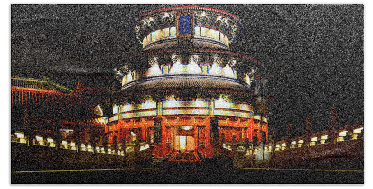 Panoramic Photography Beach Towel featuring the photograph Temple of Heaven by David Lee Thompson