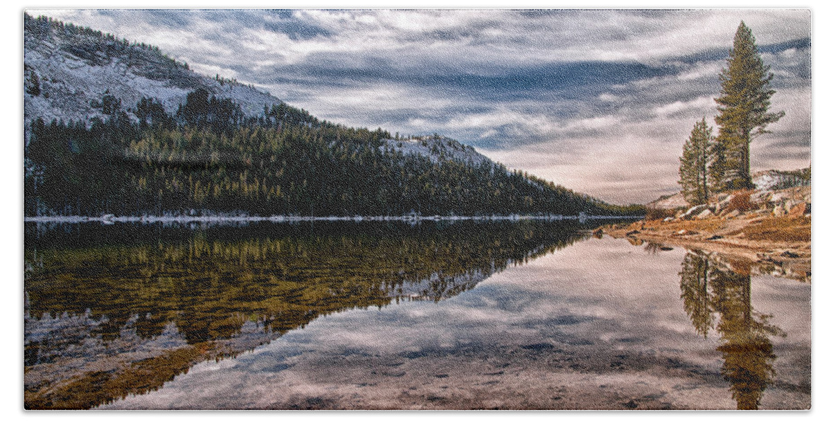Lake Beach Towel featuring the photograph Tenaya Lake Reflections #1 by Cat Connor