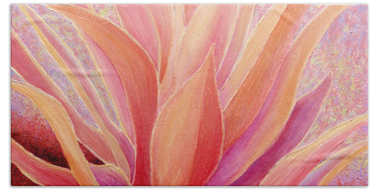 Succulent Beach Sheet featuring the painting Tequila Sunrise by Sandi Whetzel