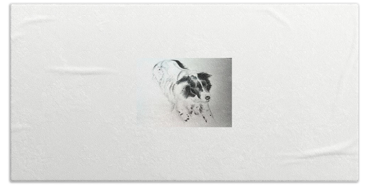 Professional Pet Portrait Artist Beach Towel featuring the drawing Tess by Joette Snyder