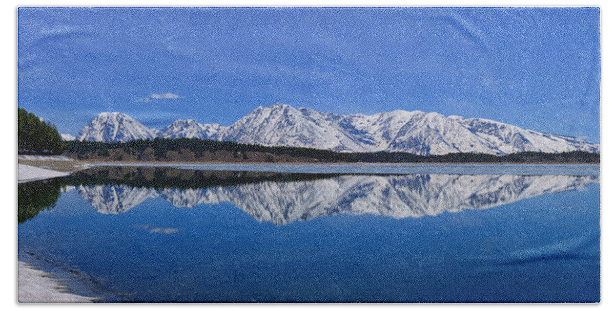 Tetons Beach Sheet featuring the photograph Teton End of Winter Reflections by Greg Norrell