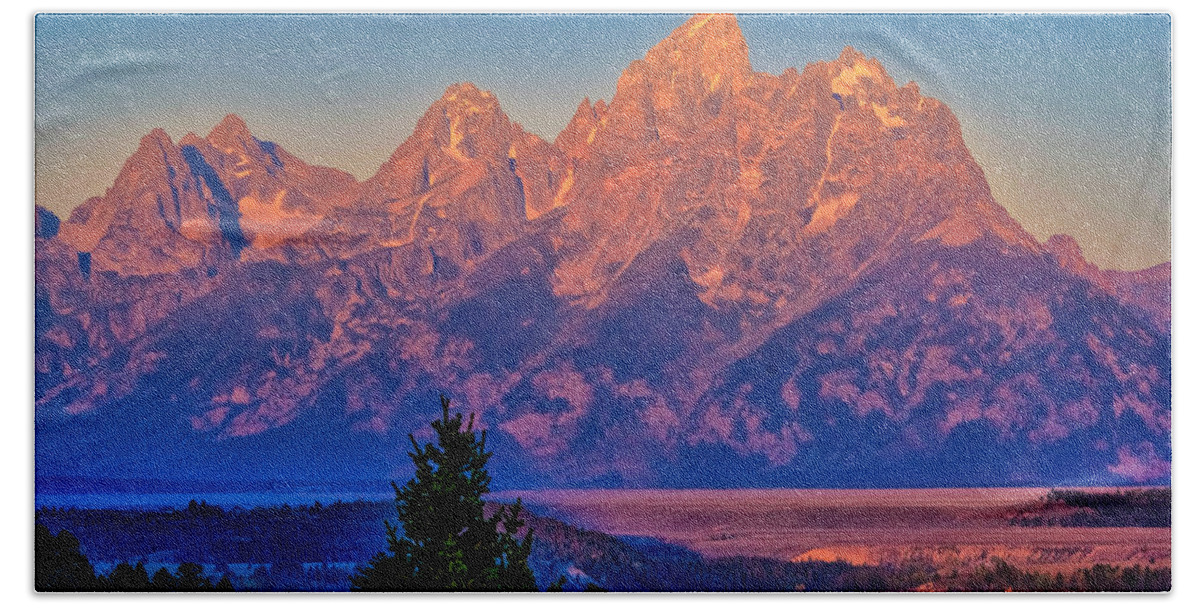 Tetons Beach Sheet featuring the photograph Teton Peaks by Greg Norrell