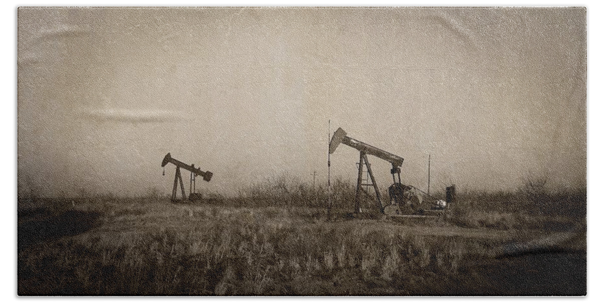 Oil Pumps Beach Towel featuring the photograph Texas Tea by Ken Smith