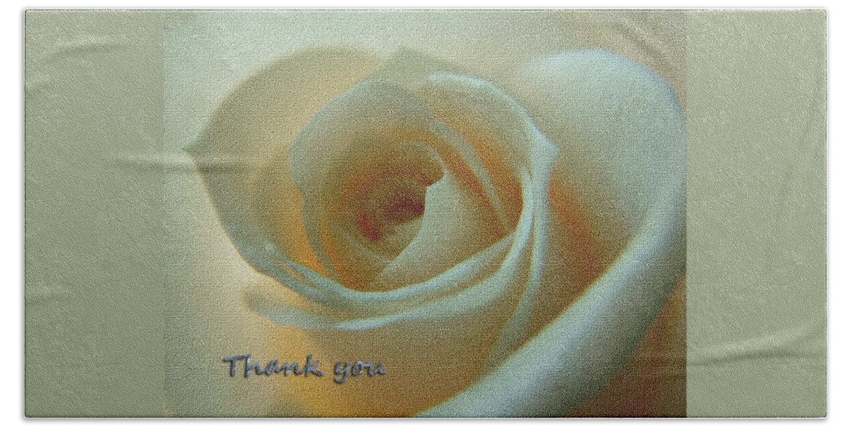 White Rose Beach Towel featuring the photograph Thank You Rose by Joan-Violet Stretch