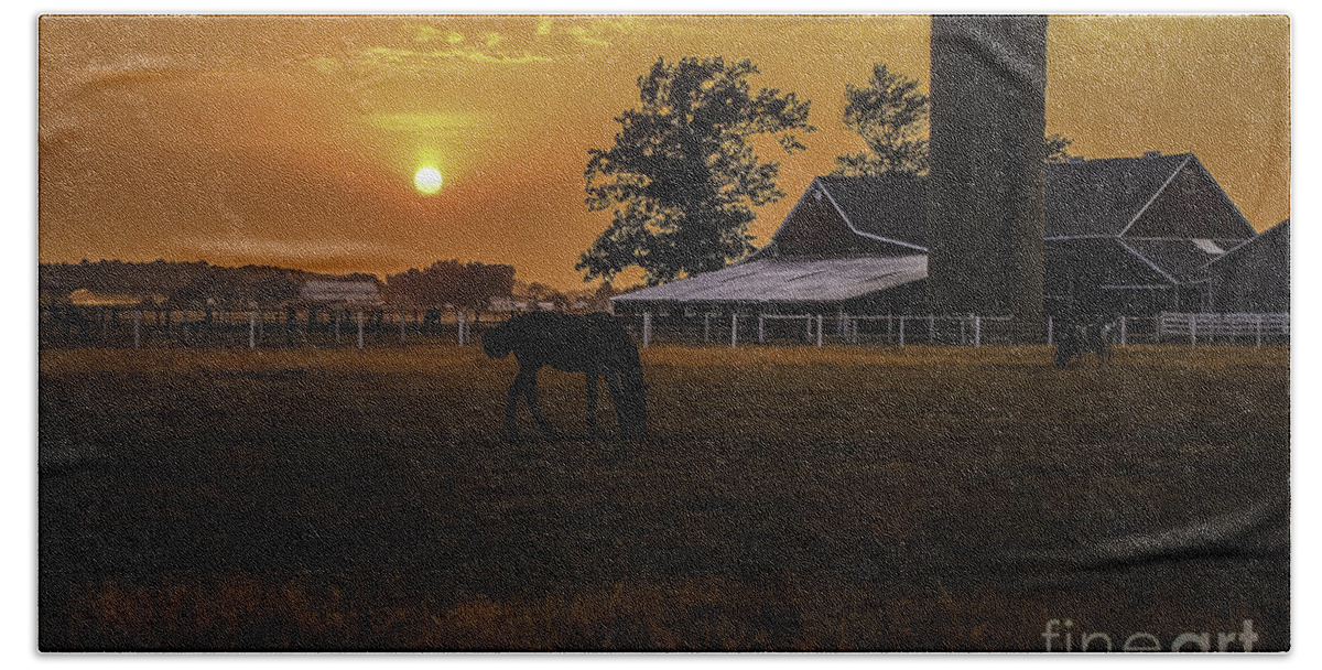 M.c. Story Beach Towel featuring the photograph The Beauty of a Rural Sunset by Mary Carol Story