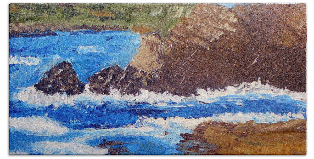 Landscape Painting Beach Towel featuring the painting The Beauty Of Nature by Yael VanGruber