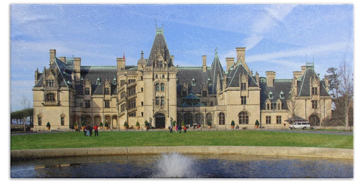 The Biltmore House Beach Towel featuring the photograph The Biltmore Estate - Asheville North Carolina by Mike McGlothlen