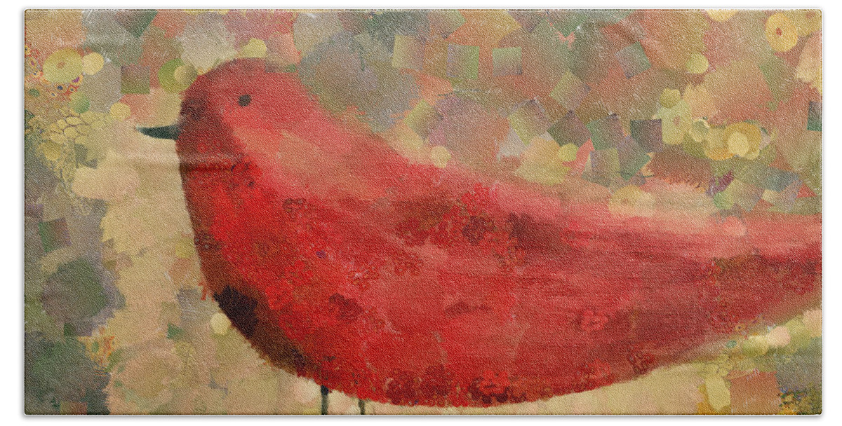 Bird Beach Towel featuring the painting The Bird - k04d by Variance Collections