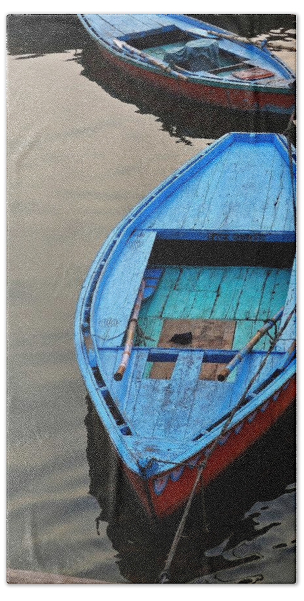 Blue Boat Beach Towel featuring the photograph The Blue Boat by Kim Bemis