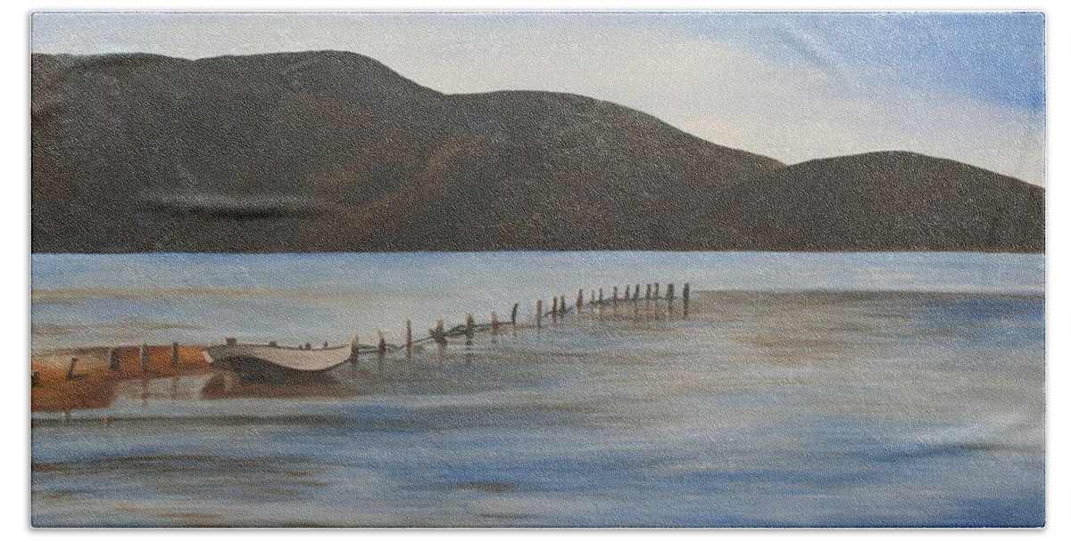 Akyaka Beach Sheet featuring the painting The Calm Water of Akyaka by Taiche Acrylic Art