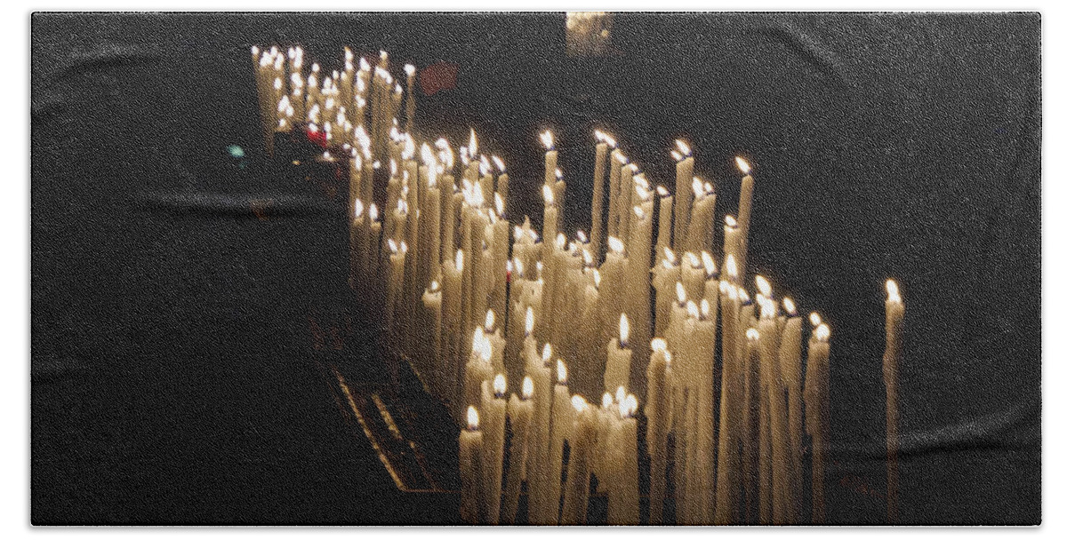 Francacorta Beach Towel featuring the photograph The Candles. Duomo. Milan by Jouko Lehto
