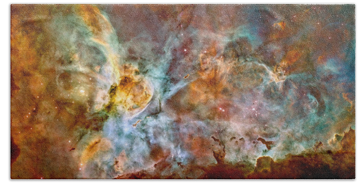 Stars Beach Sheet featuring the photograph The Carina Nebula - Star Birth In The Extreme by Marco Oliveira