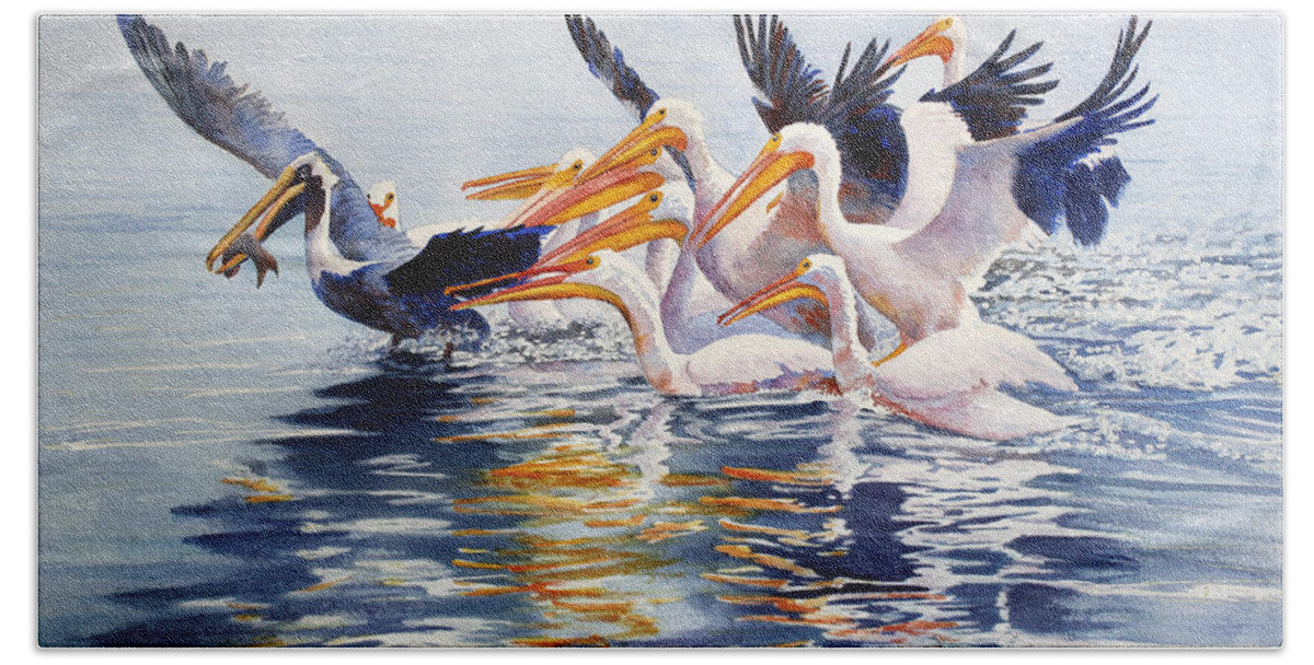 Seascape Beach Towel featuring the painting The Chase of the Outsider by Roger Rockefeller