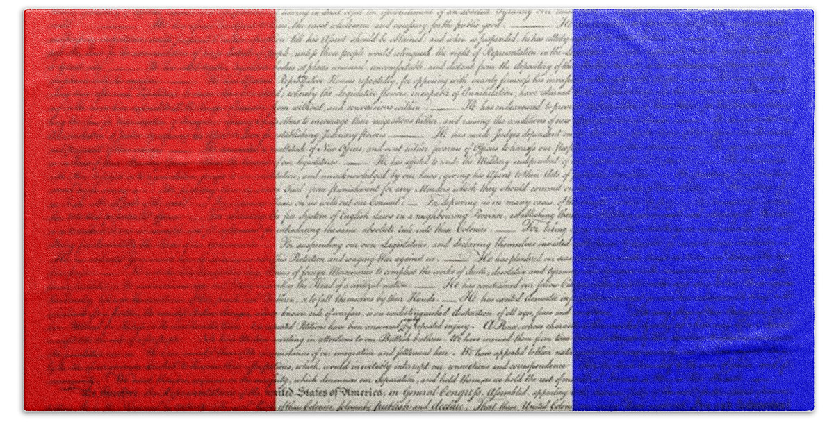 The Declaration Of Independence Beach Towel featuring the photograph THE DECLARATION OF INDEPENDENCE in RED WHITE BLUE by Rob Hans