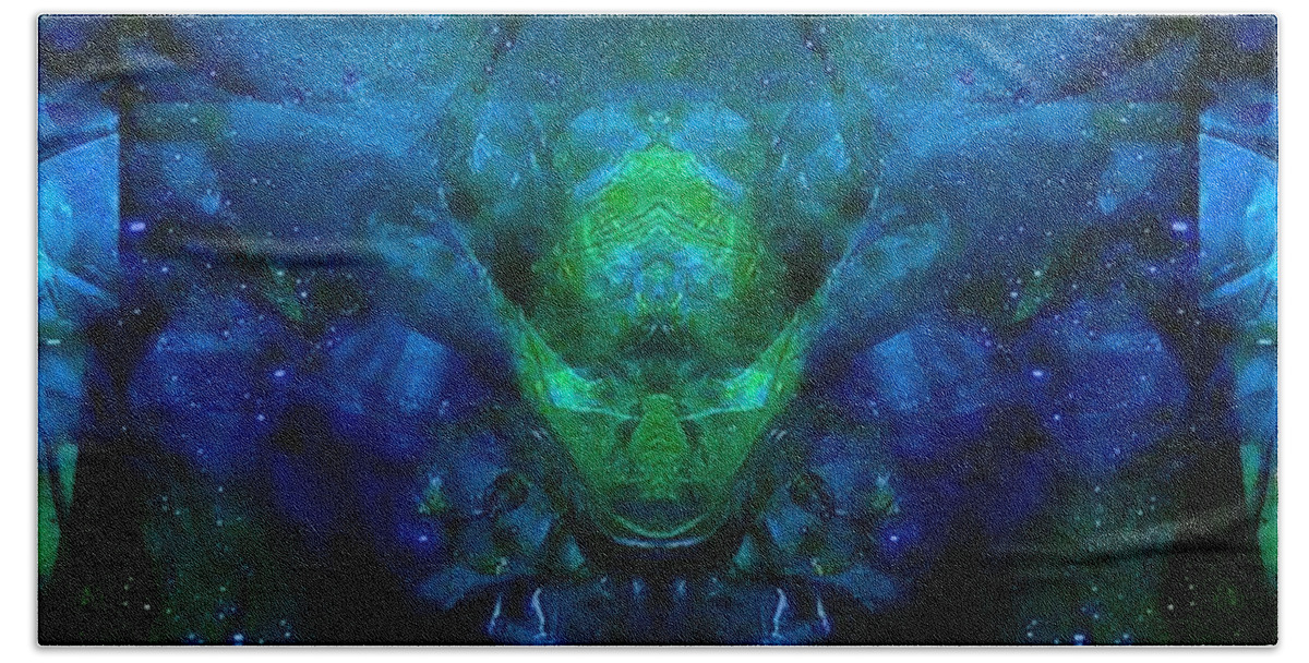 Abstract Digital Painting Beach Towel featuring the digital art The Dream Mind by Wolfgang Schweizer